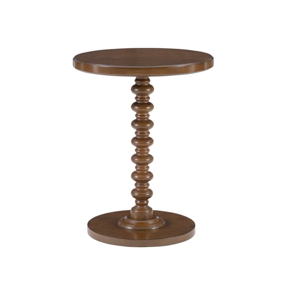 Powell Pesaro Round Pedestal Indoor Accent Side Table, 22.25" Tall, Hazelnut