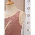 thumbnail image 4 of YONGHS Kids Girls Sleeveless Figure Ice Roller Skating Dress Sparkly Mesh Splice Ballet Leotard Tutu Dress Light Coffee 16, 4 of 7