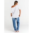 thumbnail image 4 of Camiseta oversize blanca Trendy Queen con hombros descubiertos, 4 of 5