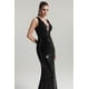 thumbnail image 3 of Vestido Bellabarnetten Kerry Lace Deep V maxi con lentejuelas en V para mujer, 3 of 6