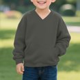 thumbnail image 5 of Antinious Boys Girls Solid V-Neck Hoodless Versatile Pocket Long Sleeve Sweatshirts, 5 of 5