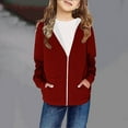 thumbnail image 4 of Girls Zip Up Hoodie Casual Long Sleeve Jacket Hooded Lightweight Thin Fleece Sweatshirt with Pockets, 4 of 6