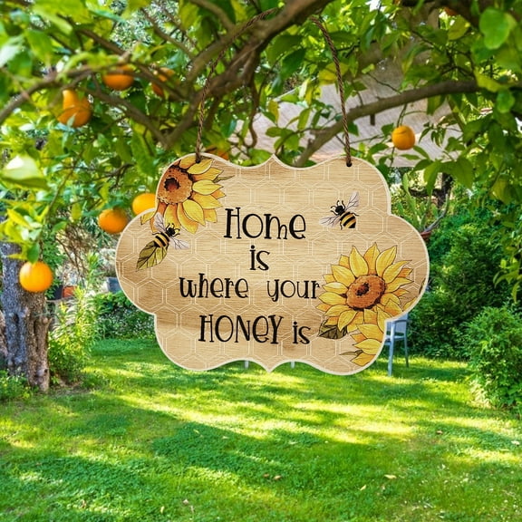 Cadorn “Home is where your HONEY is” Welcome Home Decorative Sign - Ideal for Door & Wall Decoration & Shooting Props