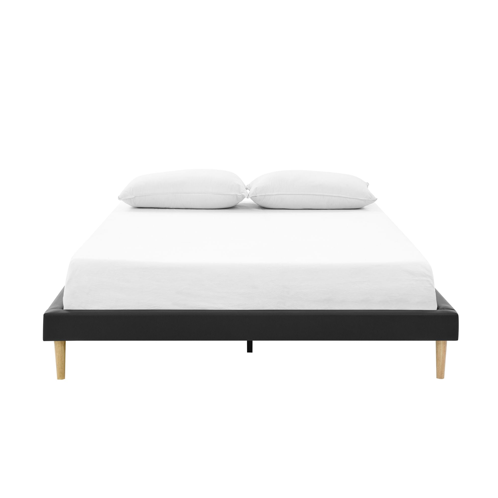 KING Size Platform Bed Frame with Wood Slats Support Waterproof Faux Leather Easy Assembly