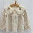 thumbnail image 5 of Generic Toddler Girls Shirts Lace Long Sleeve Round Neck Floral Embroidery Pattern Summer Solid Color Casual Girl Tops, 5 of 9