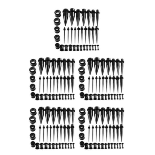 Thinsony 36 Pcs Kit d'Étirement de Jauges d'Oreilles, Bouchons d'Extension 14G-00G Noir 36 Pcs 5ensemble