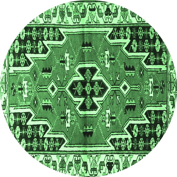 Ahgly Company Indoor Round Persian Emerald Green Traditional Area Rugs, 5' Round