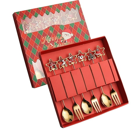 

Christmas Decorations Clearance! Dinnerware Sets Gold Tableware 304 Five-Pointed Star Pendant Spoon and Fork + Six-Piece Red Box 1 Set of Tableware Flash Sale!