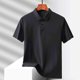 thumbnail image 4 of Blusa y camisa de manga corta con cuello vuelto para hombre, color liso, informal, holgada, a la moda, de seda helada, sin costuras, transpirable, elástica, con botones, de cedro, blusa de manga corta, 4 of 6