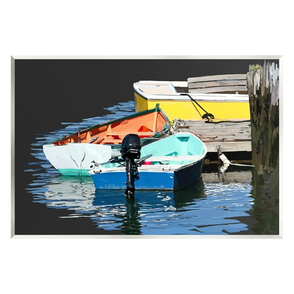 Stupell Industries Docked Dinghy Boats Bold Hues Coastal Photography Unframed Art Print Wall Art