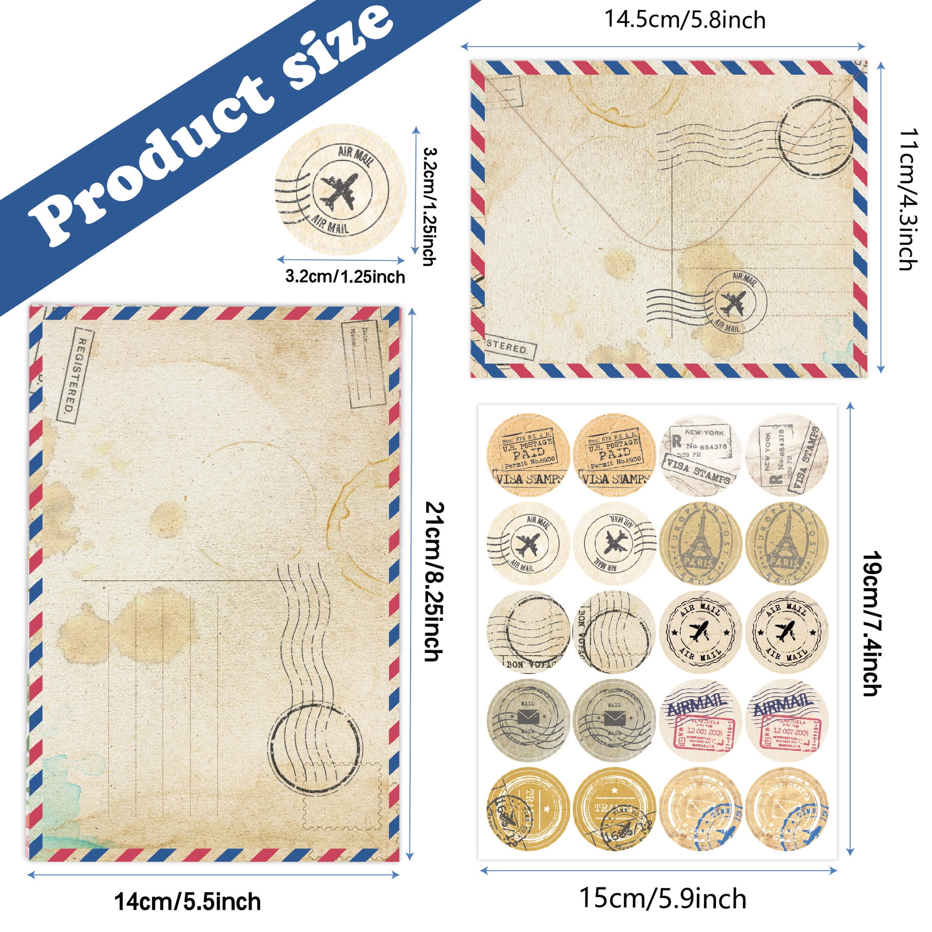 50 Pack Stationary Letter and Envelopes Set, Shipping Security Colored Cute Paper and Envelopes Seals for Mailing Wedding Business Invitations Card Making Supplies
