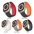 thumbnail image 4 of Magnetic Silicone Strap for Apple Watch Band Ultra 2 49mm 45mm 41mm Bracelet for Iwatch Series 9 8 7 6 SE 5 4 38 42mm 44mm 40mm (Grey Orange,38mm 40mm 41mm), 4 of 7