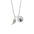 thumbnail image 2 of Delight Jewelry Silvertone Textured Wing Silvertone Script Initial Disc - & - Charm Necklace, 20"+3", 2 of 4