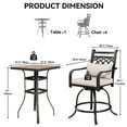 thumbnail image 4 of Dextrus 5 Pcs Outdoor Bar Height Table and Chair Set with Swivel Chairs and Faux Wood-Top, Red, 4 of 6