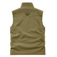 thumbnail image 3 of CharmCyan Men's Full Zip Lightweight Stand Collar Vest with Multiple Zippered Pockets for Layering and Everyday Casual Wear Khaki XL, 3 of 4