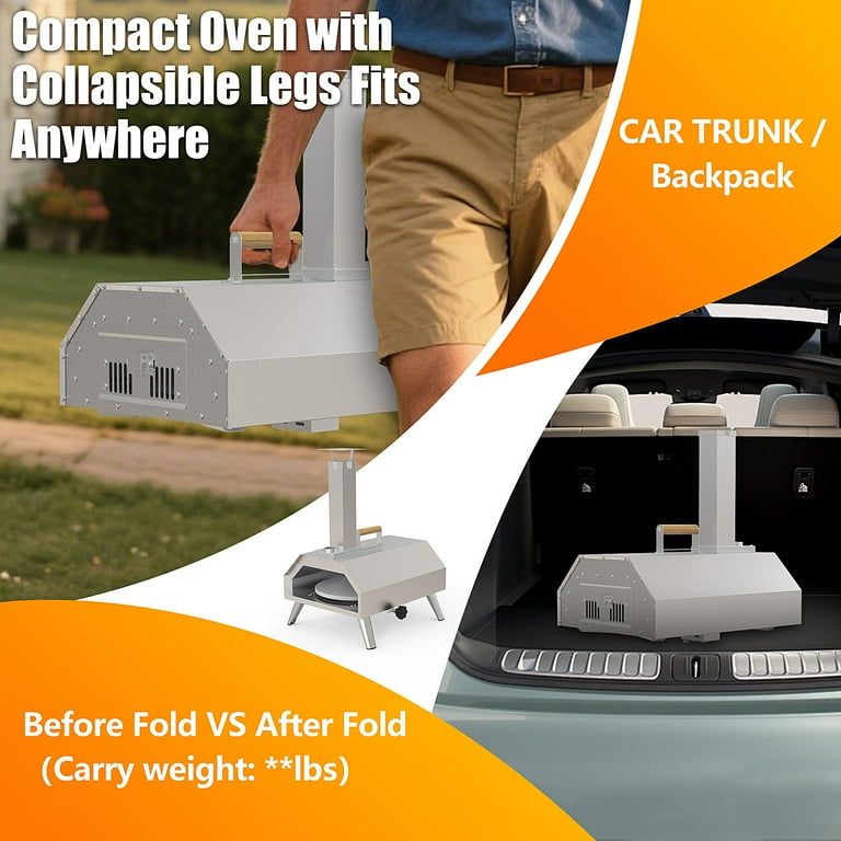 SEGMART 12'' Outdoor Pizza Oven,Wood Fired Pellet Rotate Pizza