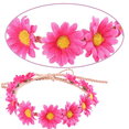 thumbnail image 3 of Corona de girasol, corona para el pelo, diademas de flores de Margarita, diademas hippie, tocado nupcial Floral ajustable, 3 of 5