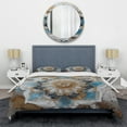 thumbnail image 3 of Designart "Blue and Gold Mandala Elegance I" Boho Mandala Bedding Covert Set - Traditional Blue Geometric Bed Set With 2 Shams, 3 of 6