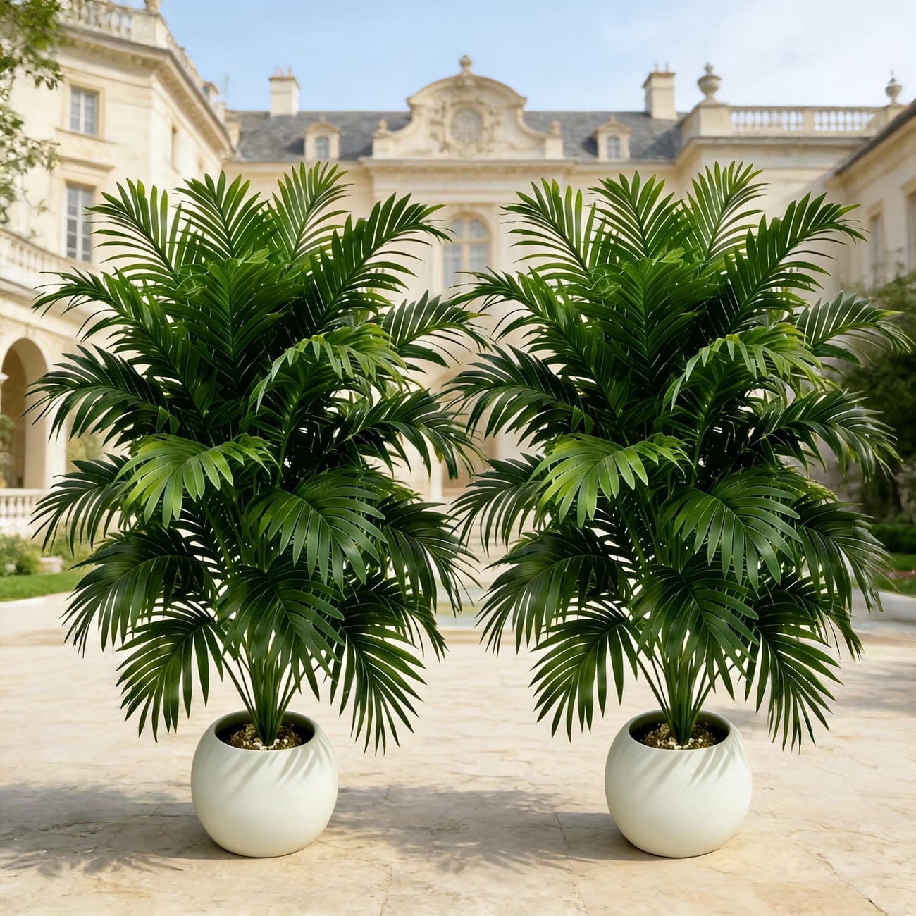 2 Pack Artificial Palm Trees, UV Resistant Fake Tropical Plant, Faux Greenery for Indoor Outdoor Home Patio Pool Garden Decoration