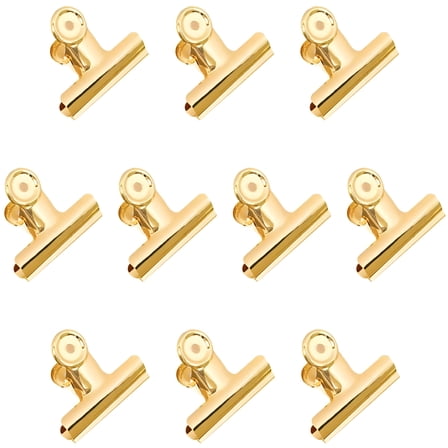 CCOCC Gold Binder Clips,10 Pack 2 Inch Stainless Steel Large Bulldog Metal/Hinge Paper Clips Clamps for Photos Pictures,Home Kitchen,Office Supplies (51mm)