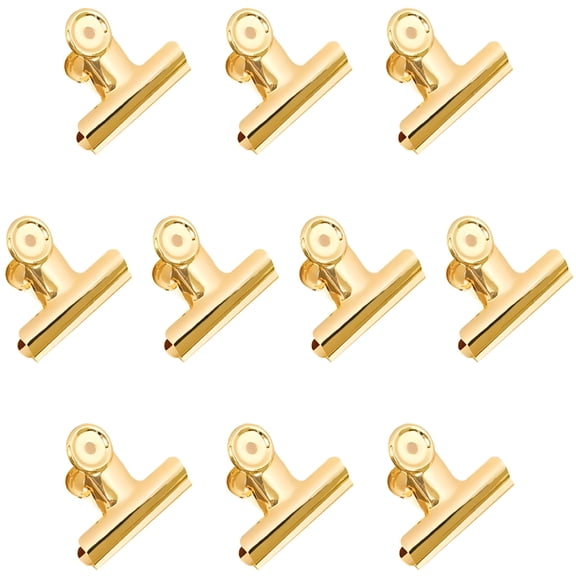CCOCC Gold Binder Clips,10 Pack 2 Inch Stainless Steel Large Bulldog Metal/Hinge Paper Clips Clamps for Photos Pictures,Home Kitchen,Office Supplies (51mm)