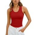 thumbnail image 2 of Asxite Tank Tops For Women Sleeveless Solid Color Round Neck Ribbed Knit Casual Blouse, 2 of 6