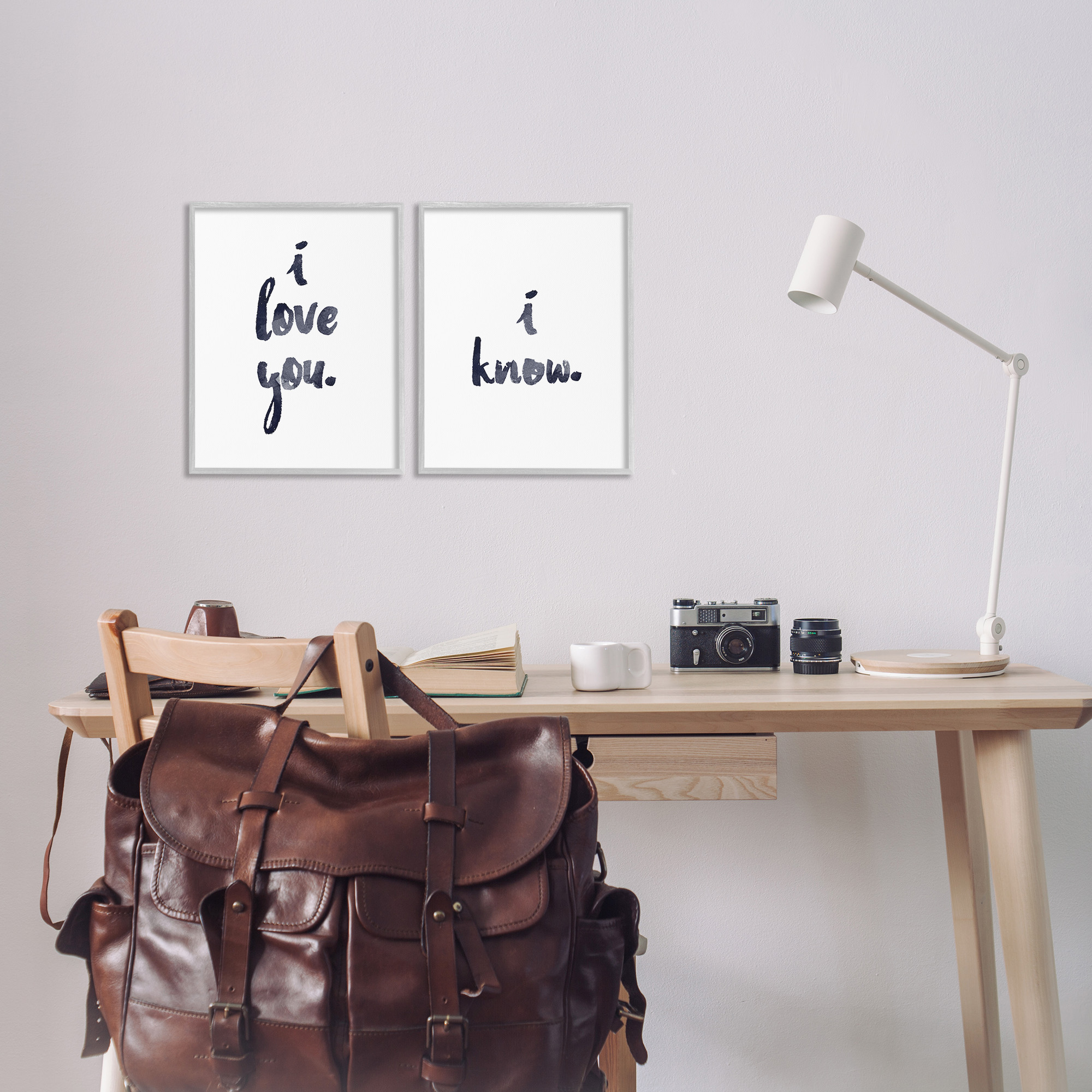 Stupell Industries Glam I Love You Phrase Inspirational Painting Gray Framed Art Print Wall Art, 11 x 14, Set of 2
