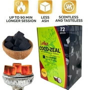 Irfaz 1 box Coco-Zeal Charcoals 72 Cubes Coals Natural Coconut Shells 1kgs 2.2lbs Coal Accessories
