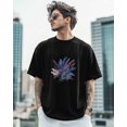 thumbnail image 3 of Men's T-Shirt Lavender Purple Plant Bouquet Embroidery Style Short Sleeve Casual Tee Classic Crew Neck T-Shirt for Men, XL, 3 of 7