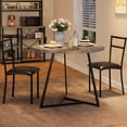 thumbnail image 1 of Round Kitchen Chairs for 2 Modern Dining Room Table Set for Small Space, Marble White and Gold, 1 of 9