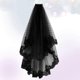thumbnail image 4 of Black Bridal Veil with Comb Bridal Cathedral Veil Wedding Veil Hair Comb Halloween Hair Decorative for Brides Lady (Black), 4 of 5