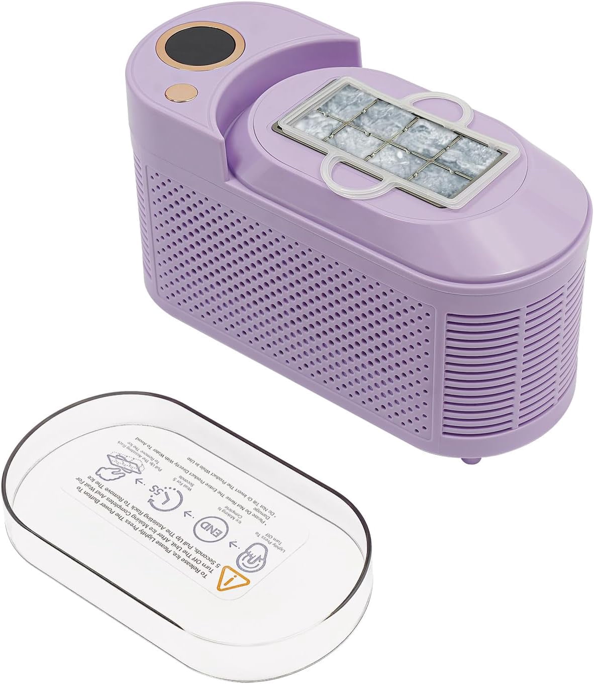 Portable Ice Maker Machine, Mini Cube Maker, Dual Power Fast Ice Making, 12V Car Compatibility, 8 Ice Cubes in 10 Minutes for Home, Office, Camping, Travel Use (Purple)