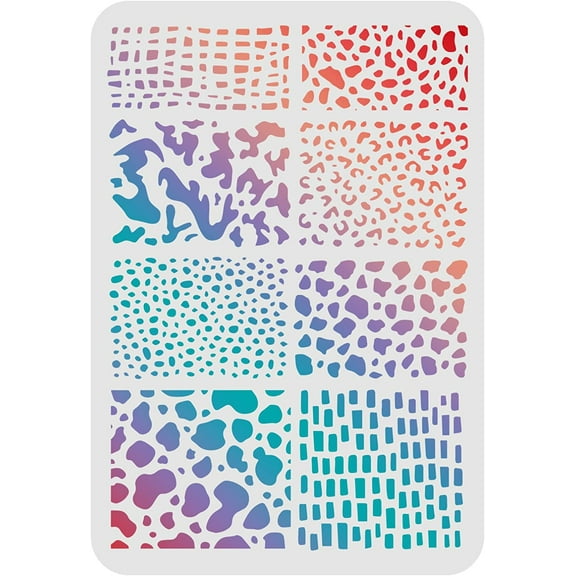 1pc Animal Print Stencils Template 8.3x11.7inch Plastic Leopard Alligator Scale Drawing Painting Stencils Rectangle Reusable Stencils for Painting on Wood Floor Wall and Tile