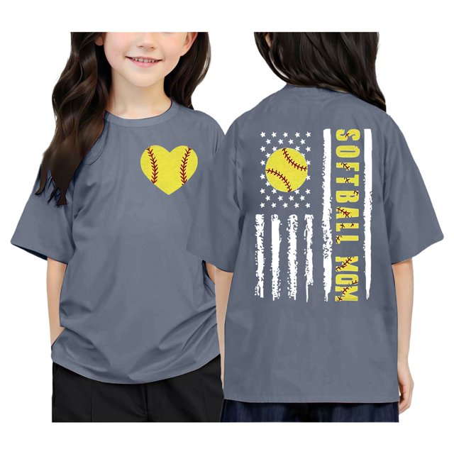 Hiiyo T-Shirt Graphique de Baseball pour Fille, Manches Courtes, Ample, Sport pour Enfants