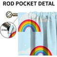 thumbnail image 3 of Rainbow Blackout Curtains, Cute Cloud Pattern Rod Pocket Window Treatments for Kids Bedroom, Colorful Cartoon Boho Living Room Nursery Decor Door Curtains for Door Window Do Not Fade-W42xL63in, 3 of 6