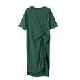 thumbnail image 2 of Women Summer Short Sleeve Kink Dress Casual Shirt Midi Korean Side Split Ladies, 2 of 9