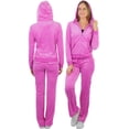 thumbnail image 4 of ToBeInStyle Women's Velour Tracksuit Zip-Up Hooded Jacket and Matching Pants, 4 of 9