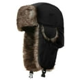 thumbnail image 2 of Deago Trapper Warm Russian Trooper Hat Winter Skiing Cap for Women Men with Faux Fur Ear Flaps (Black), 2 of 9