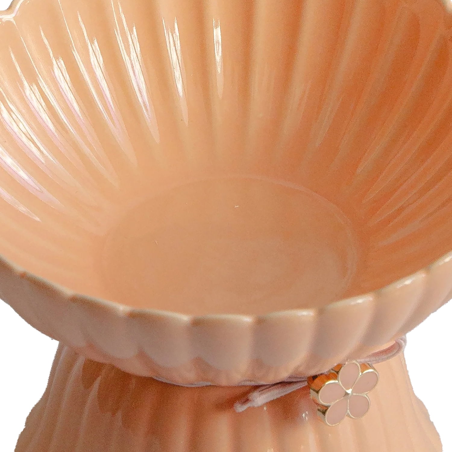 Dexypaws: Elevated Ceramic Cat Bowl - Blush Pink & Rose Gold Flower - 8.45oz, Stylish Pet Feeding Dish, Meals, Food & Water, Ergonomic Height, Raised
