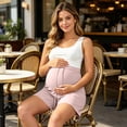 thumbnail image 7 of Women Maternity Shorts Soft Loose High Waist Drawstring Pants Summer Casual Lightweight Pregnancy Trousers Pink M, 7 of 7