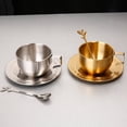 thumbnail image 4 of Jiibva Stainless Steel Coffee Cup Set with Saucer Cup Spoon 250ML Coffee Mug for Home Restaurant Cafe Breakfast Afternoon Tea, 4 of 7