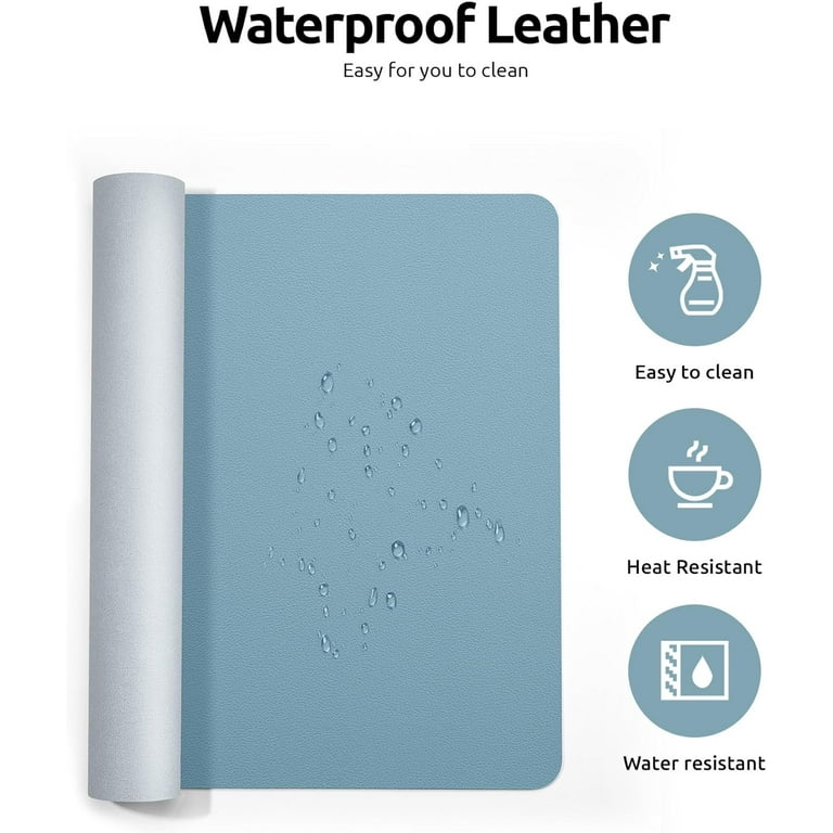 Leather Desk Pad Protector – Dual-Sided Non-Slip Mat, 23.6x13.7 Inch, Waterproof, For Office & Home (Pink)