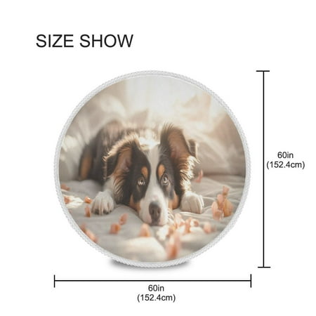 

YAZAOO Round Tablecloth Morning Dog Pattern Tableclothes