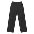thumbnail image 4 of ZHYou No Boundarie Women's Cargo Wide Leg Pants High Waist Straight Casual Loose Fit Workwear Trousers with Flap Pockets,Black,Size M, 4 of 8