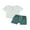 Green White, variant on LMLYSoH 2Pcs Baby Boy Summer Outfits, Short Sleeve Button Down Pocket Tops Shorts Set Toddler Clothes