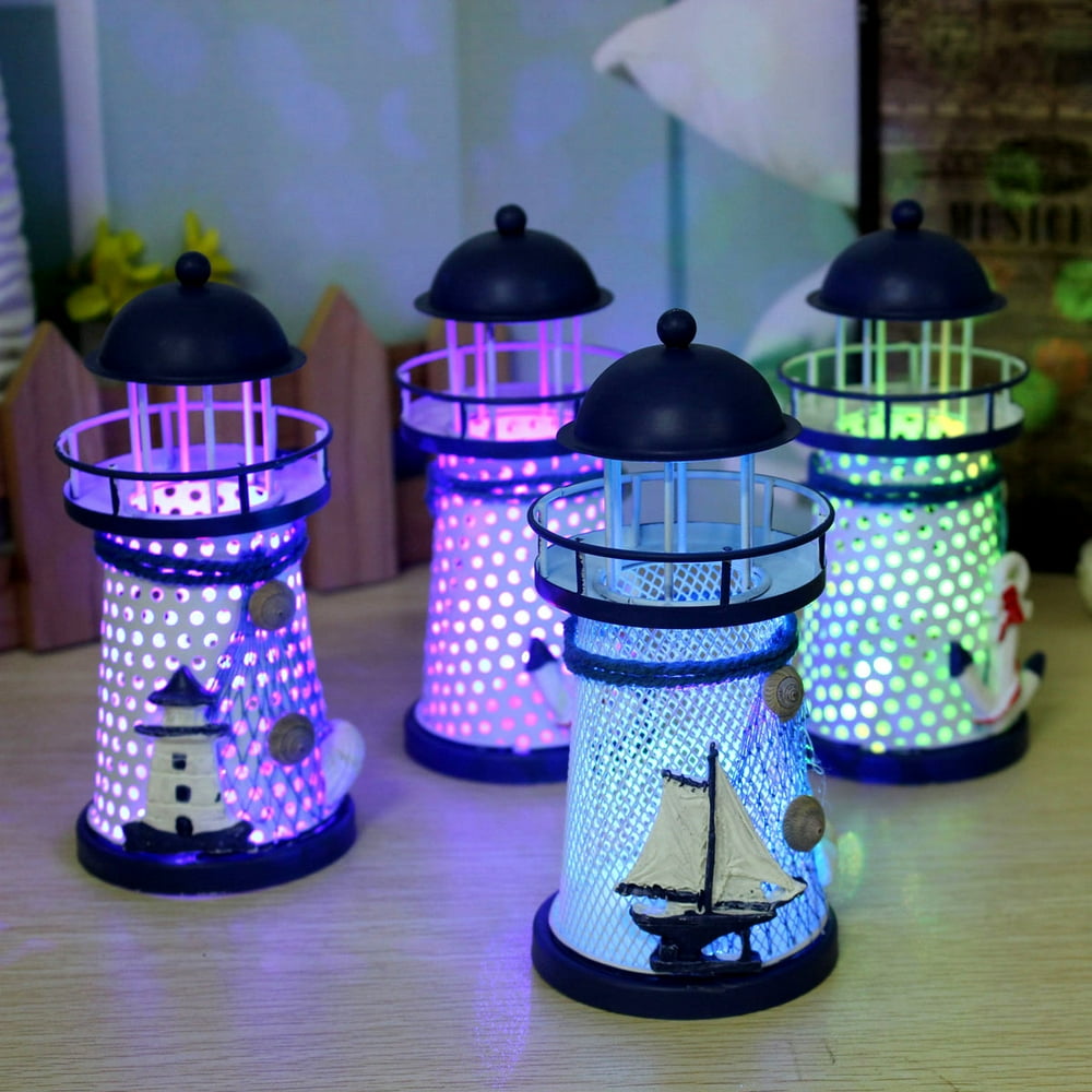 Mediterranean Electric LED Night Light Lamp Lighthouse Lantern Table