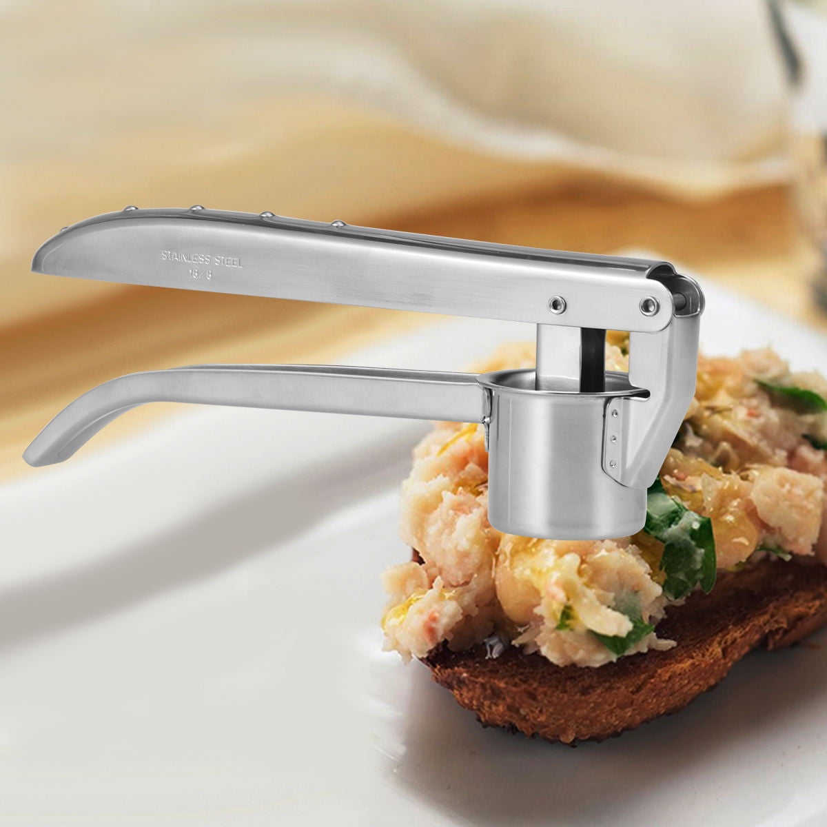 Raindrops Multi-Function Manual Garlic Press 1 Set - Easy to Use Kitchen Tool for Crushing, Mincing, and Cooking Prep