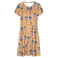 thumbnail image 4 of Puntoco Vestido De Cuello Redondo De Manga Corta Suelto Informal Estampado Del Día De La Independencia De Verano Para Mujer Amarillo Xxl,Regalos Para Mujer Joven, 4 of 5