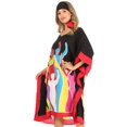 thumbnail image 3 of Sakkas Trina Women's Casual Loose Beach Poncho Caftan Dress Cover-up Many Print - Black - One Size, 3 of 5