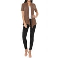 thumbnail image 4 of Women's Casual Short Sleeve Draped Open Front Solid Cardigan, 4 of 5